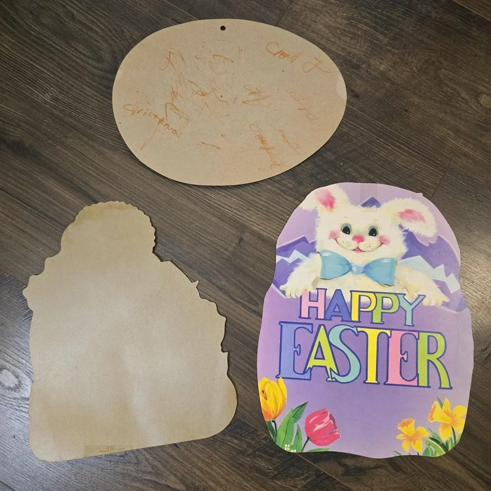 Vintage Easter Bunny Wall Decor Cardboard Die Cut Eureka USA Made Spring‎